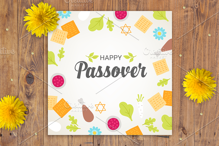 8 Passover Greeting Cards | Pre-Designed Illustrator Graphics ...