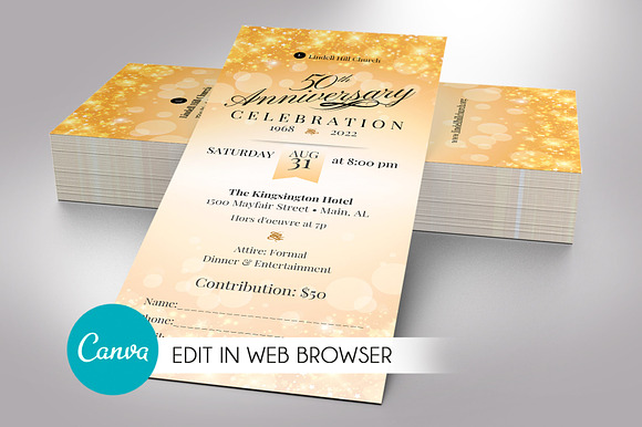 Church Anniversary Ticket Canva