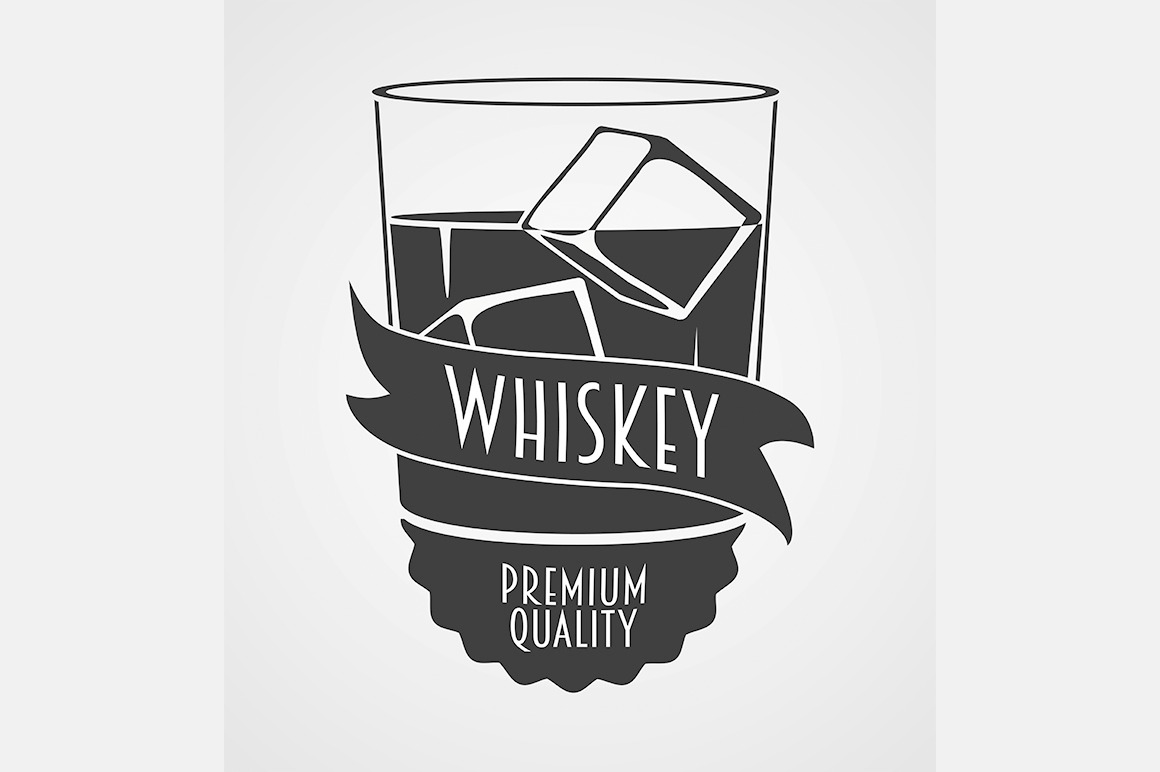 Whiskey logo with glass and ice | Creative Illustrator Templates