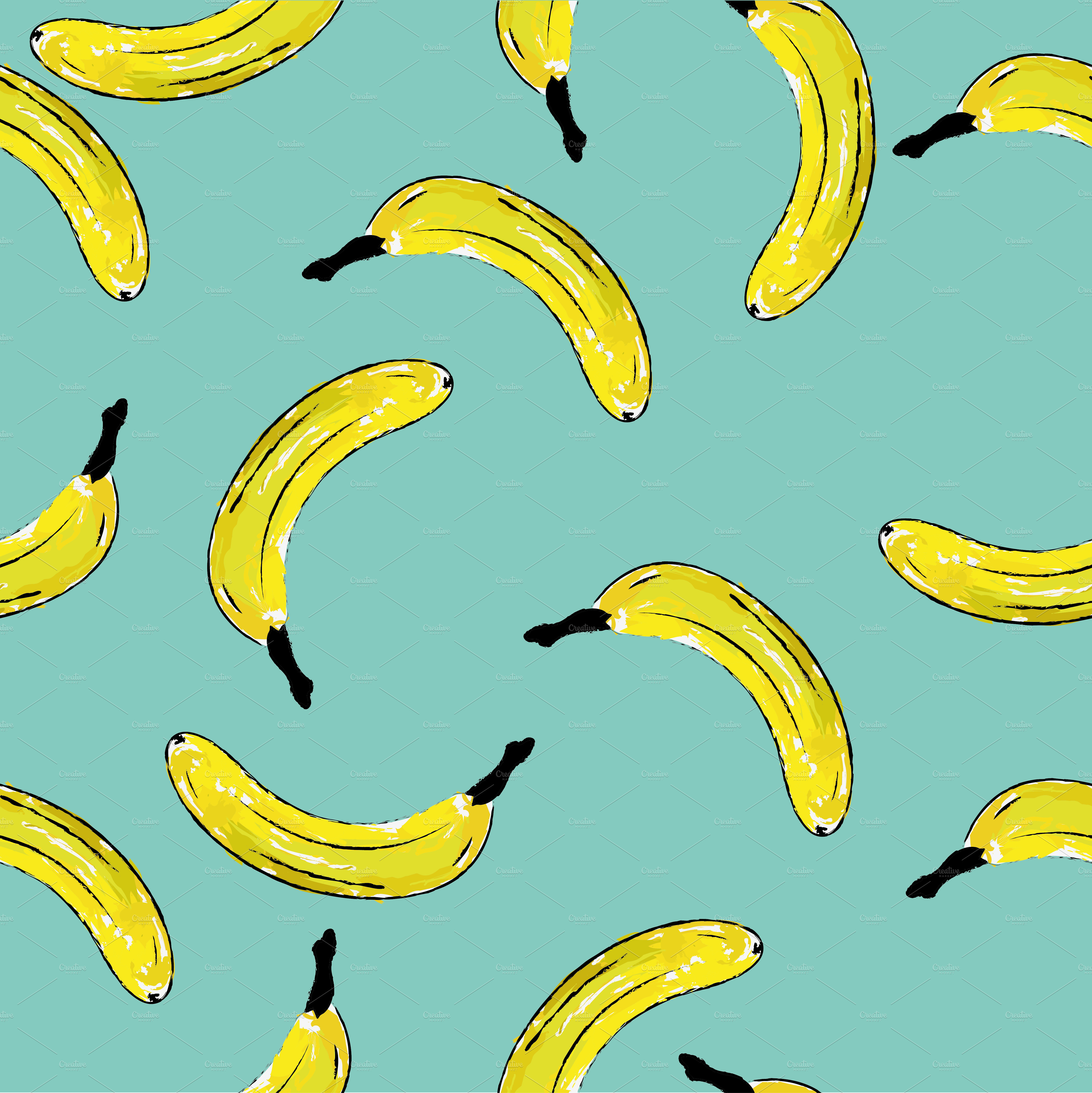 background with watercolor banana | Illustrator Graphics ~ Creative Market