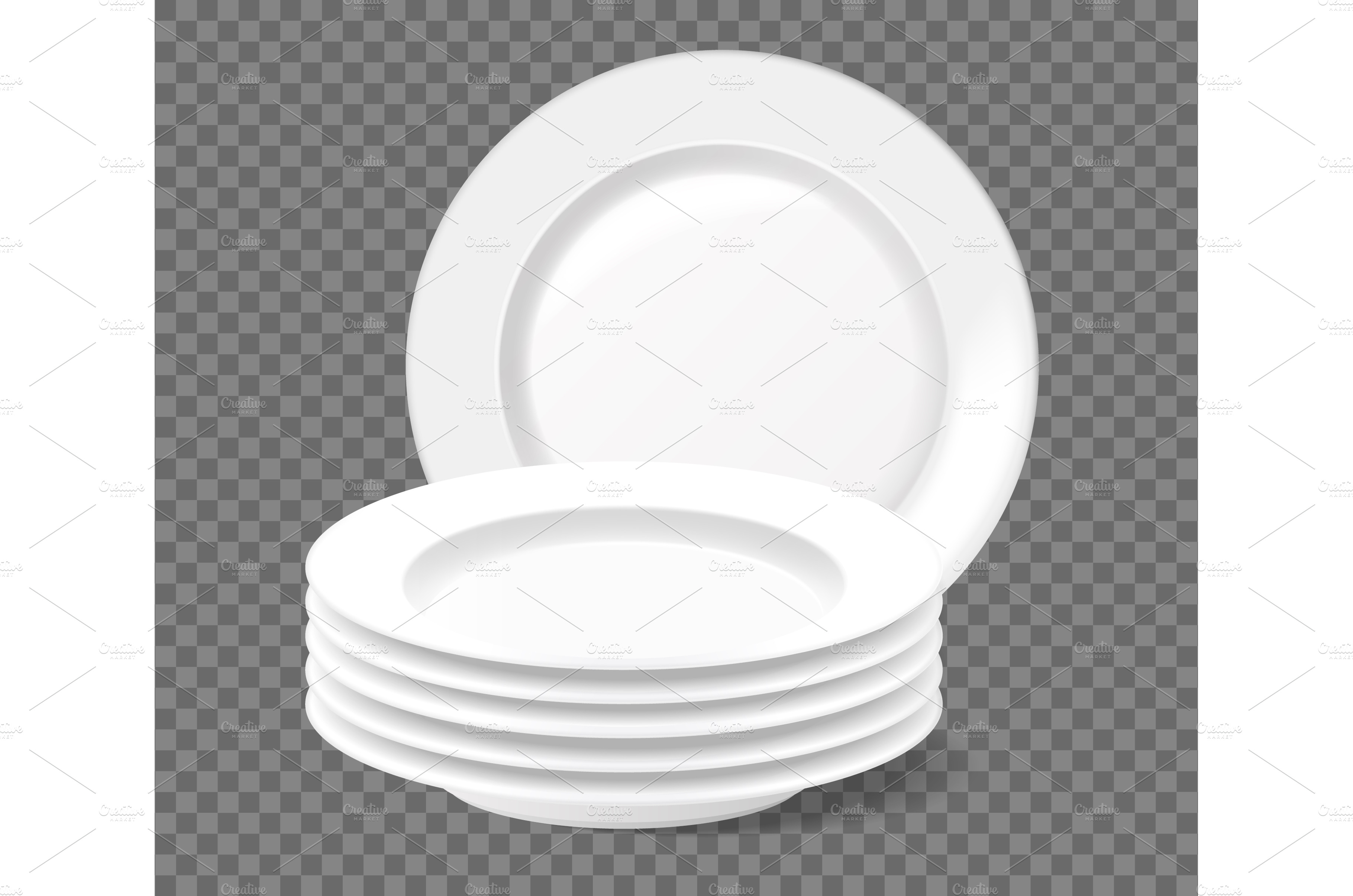 Realistic stack of plates, washed | Background Graphics ~ Creative Market