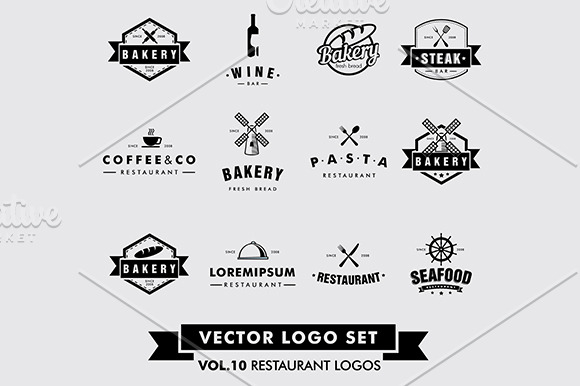 Restaurant Vector Logo Set | Illustrator Templates ~ Creative Market