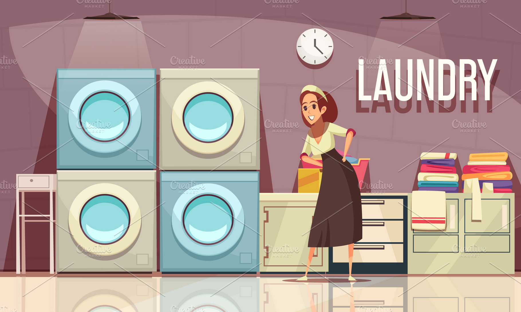 Hotel laundry composition | Photoshop Graphics ~ Creative Market