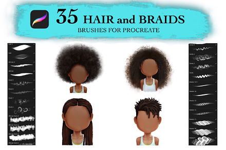 Vol 2 Procreate Curl and Loc Brushset African American Black 