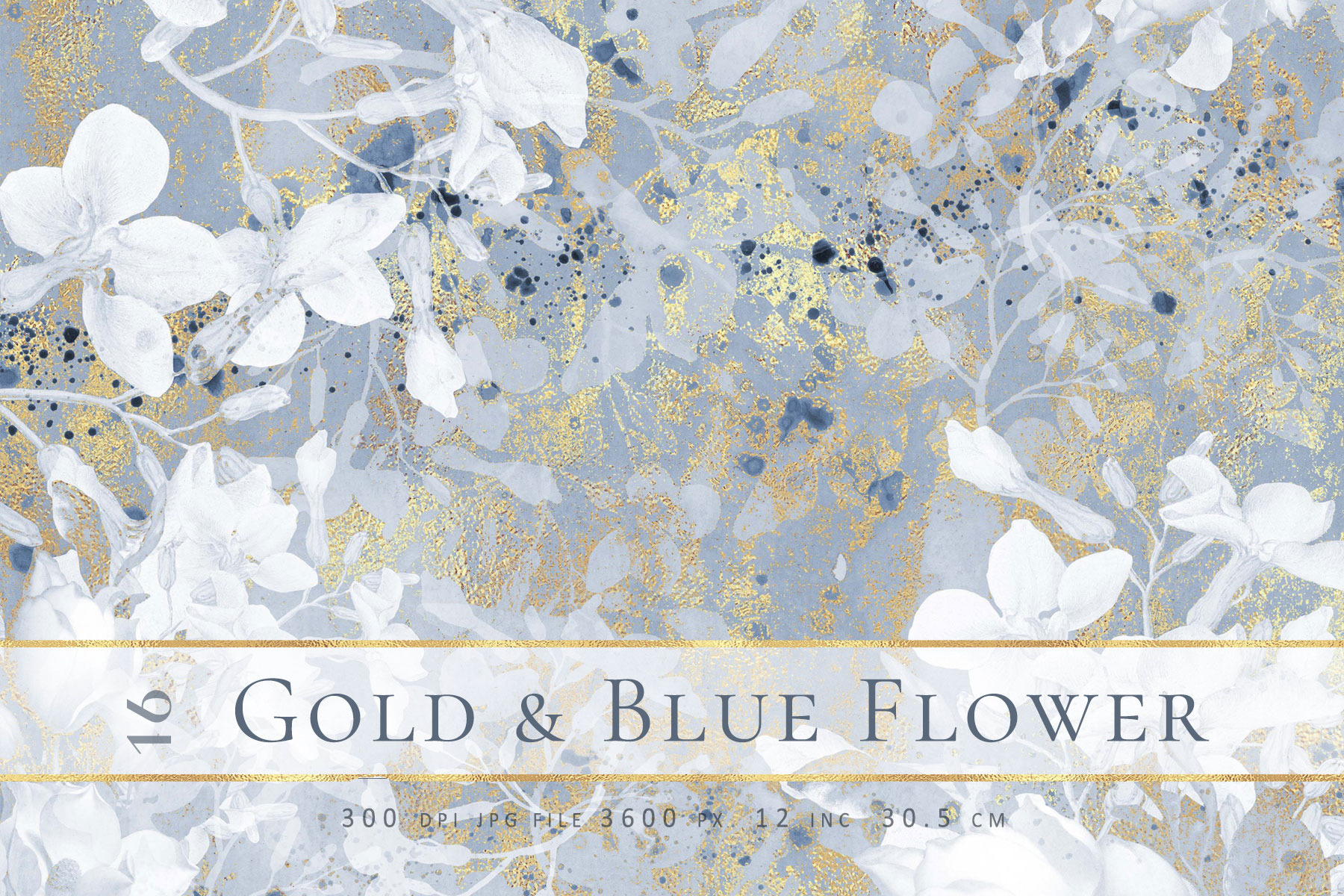 Gold & Blue Flower Backgrounds | Graphic Patterns ~ Creative Market