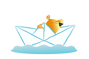 Bird sailing in a paper boat | Pre-Designed Illustrator Graphics ...