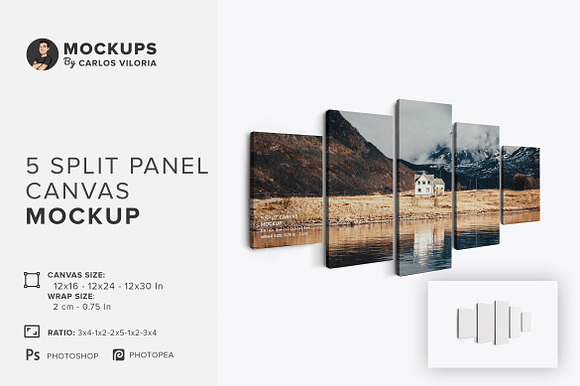 Canvas Mockup Psd, Canvas Horizontal Mockup, Horizontal Canvas