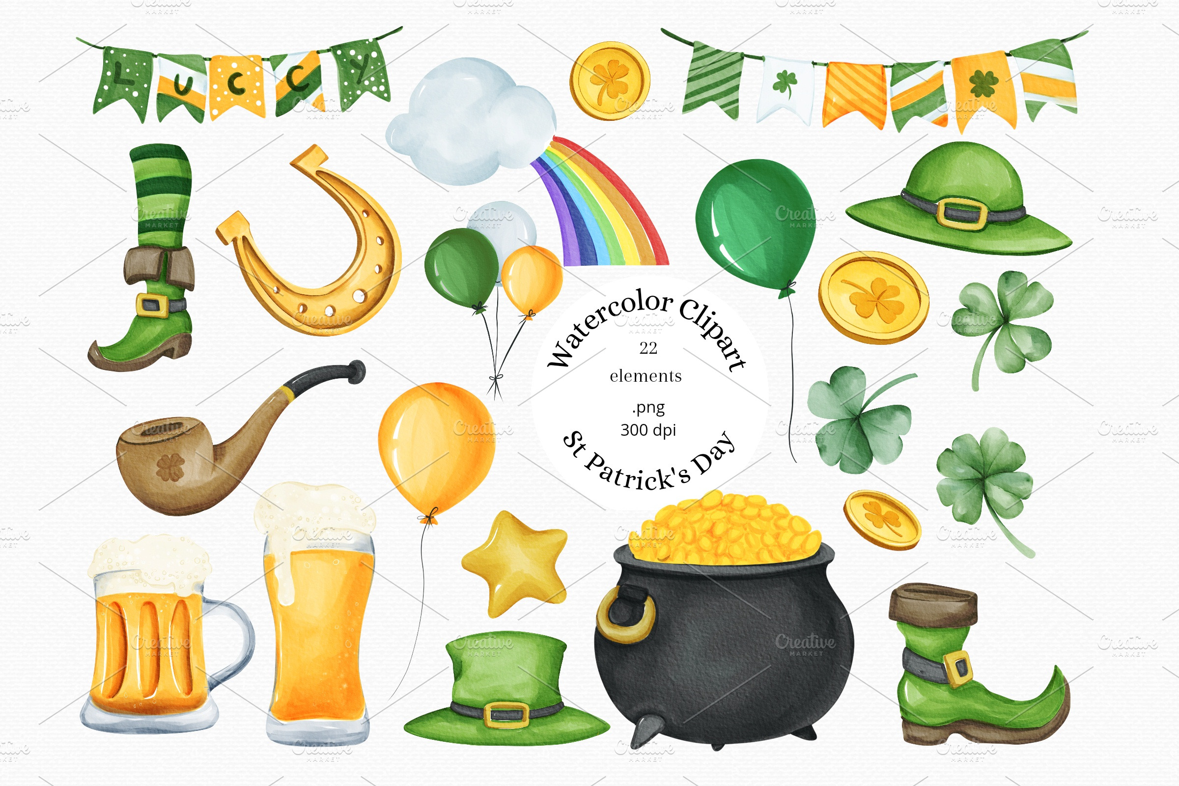 St. Patricks Day Watercolor Saint Patrick's Day Сlipart -  UK