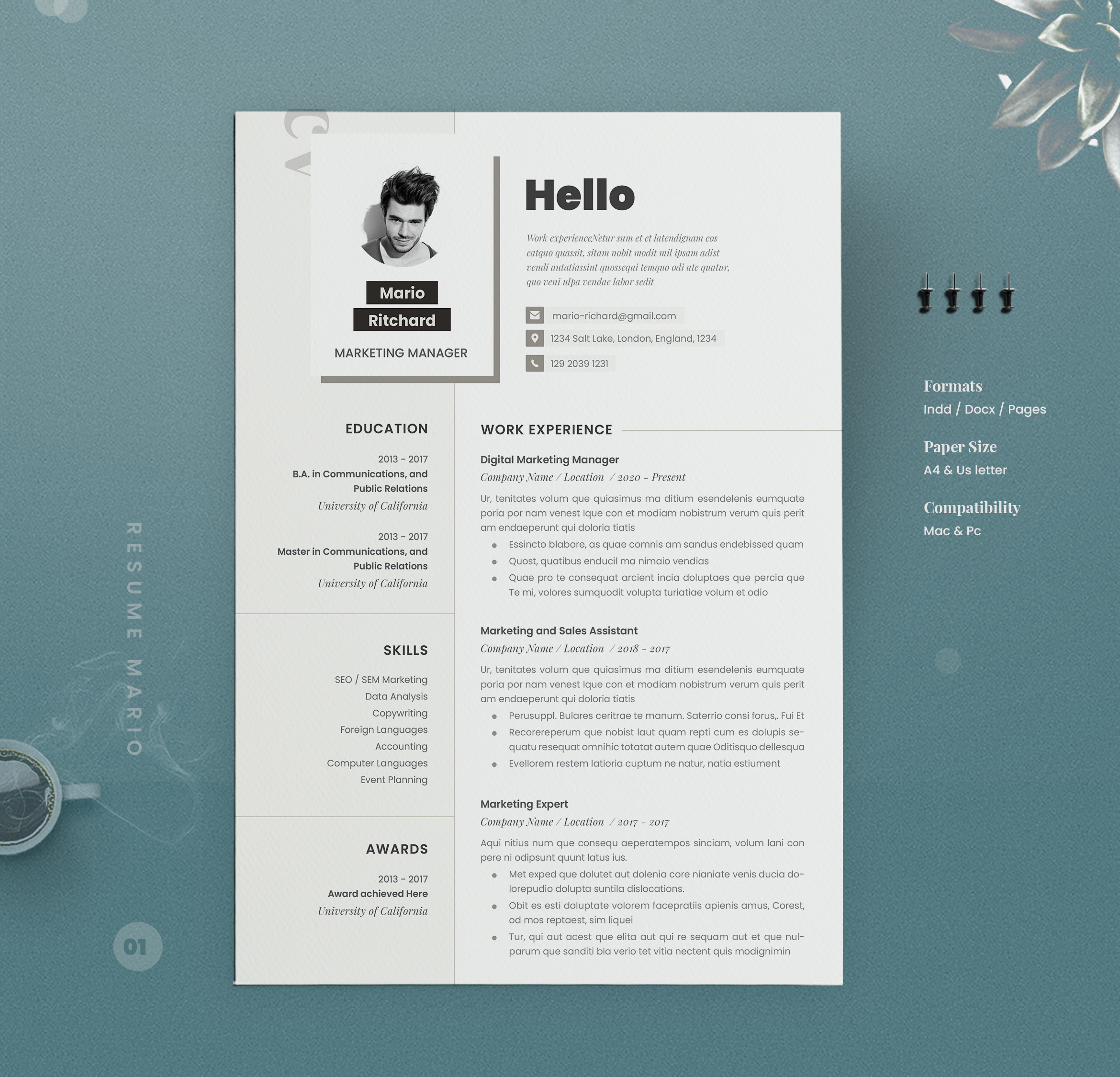 Resume Template for Word | Creative Market