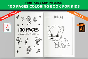 Kids coloring book cover and coloring pages for  KDP