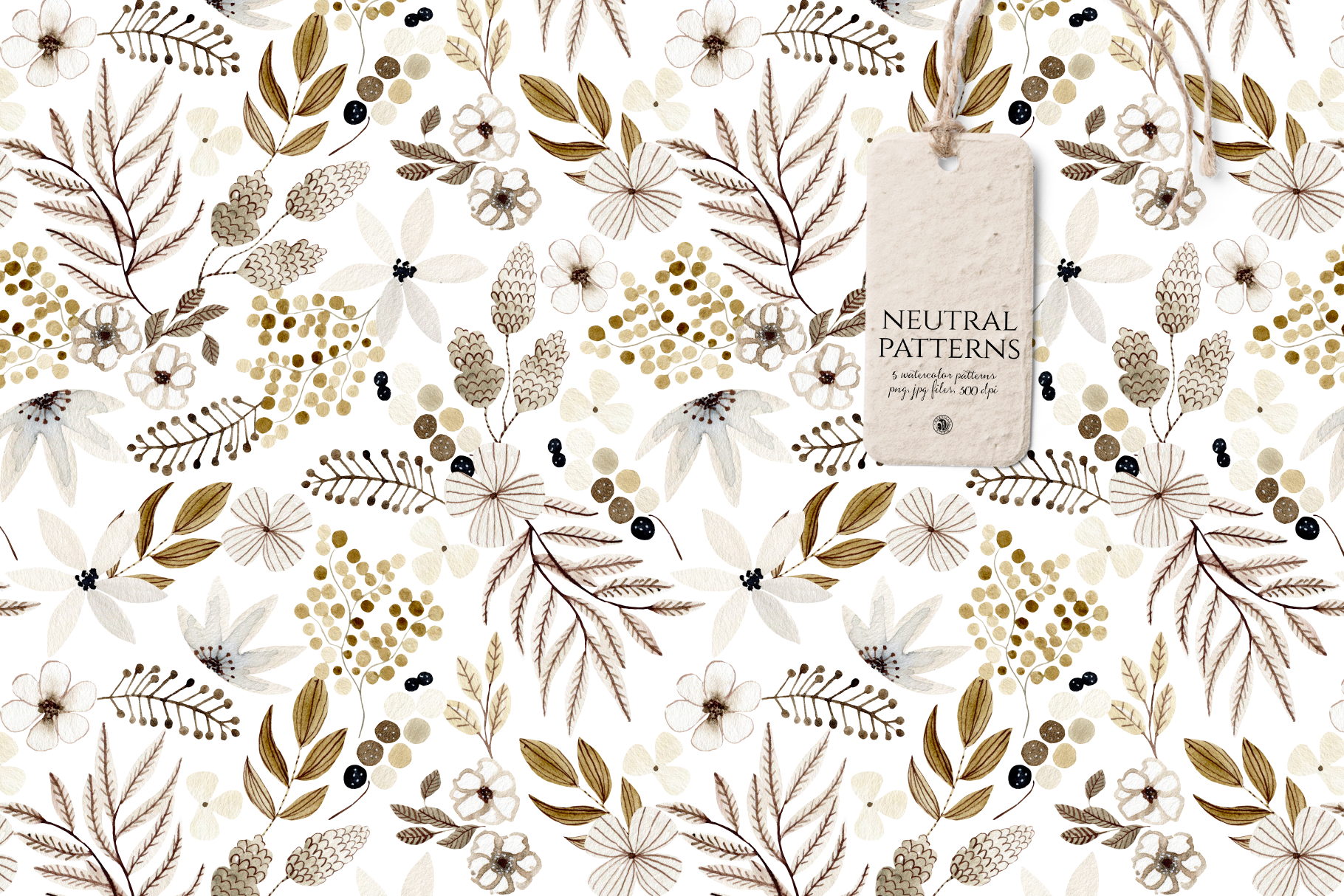 Neutral Watercolor Patterns Set Graphic Patterns Creative Market