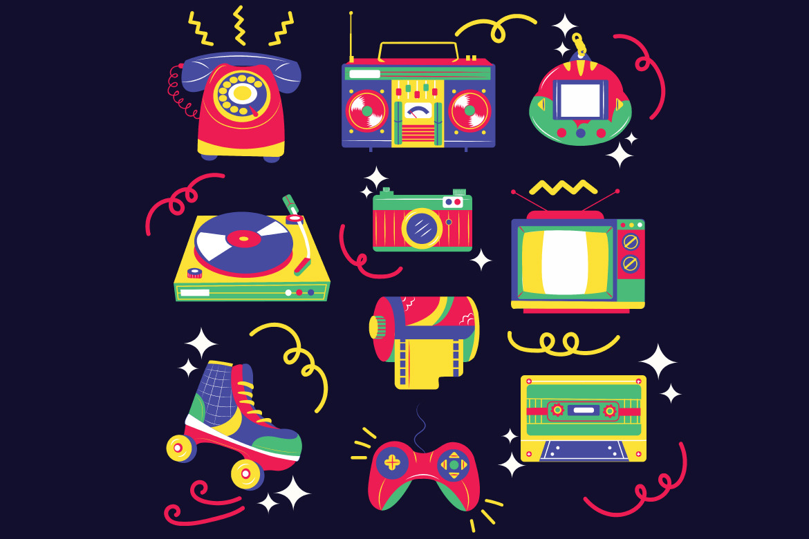 Nostalgic Illustration Set | Illustrator Graphics ~ Creative Market