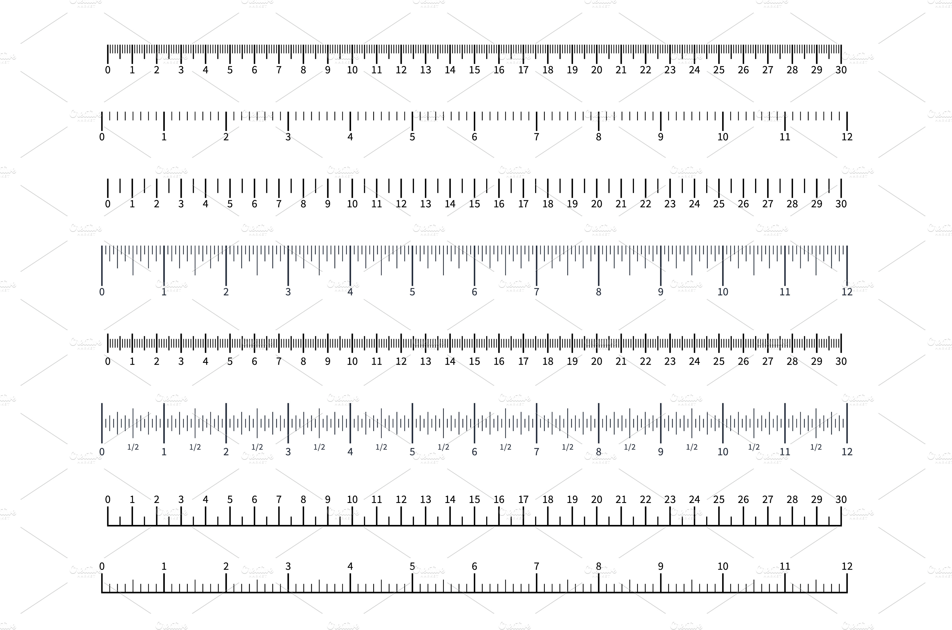 Ruler scales. Different measuring | Education Illustrations ~ Creative ...