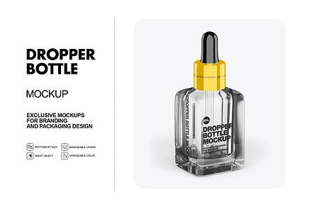 Square Glass Dropper Bottle Mockup No. 17 – Copal