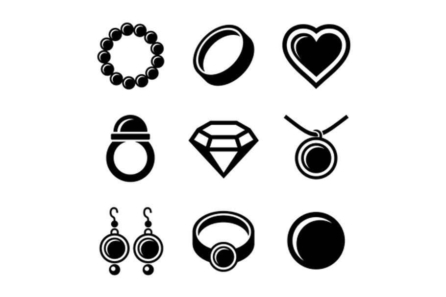 Jewelry Icons Set on White | Pre-Designed Vector Graphics ~ Creative Market