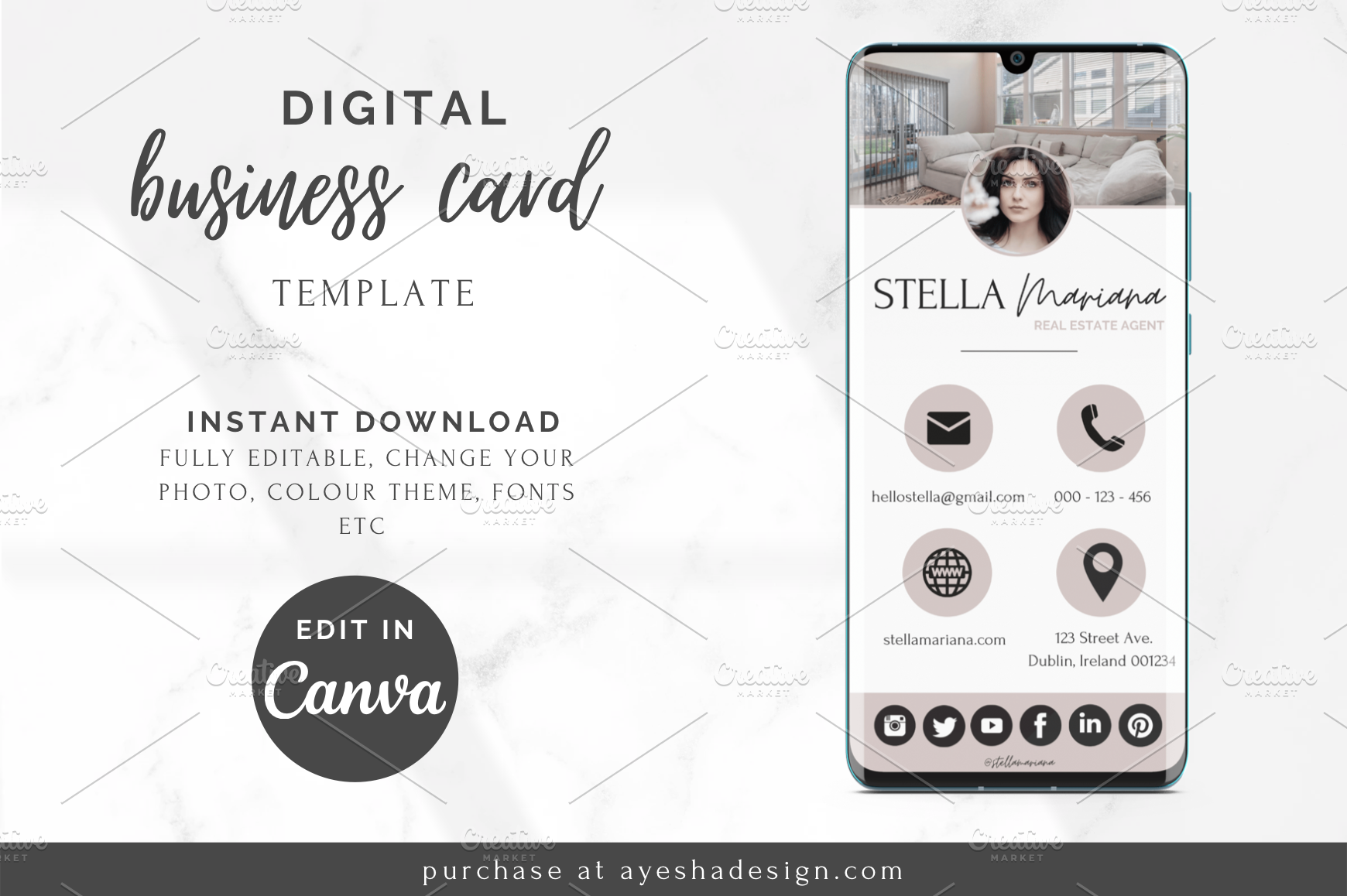 Digital Business Card for Canva Business Card Templates Creative Market