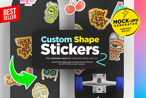 Custom Shape Sticker Mockup