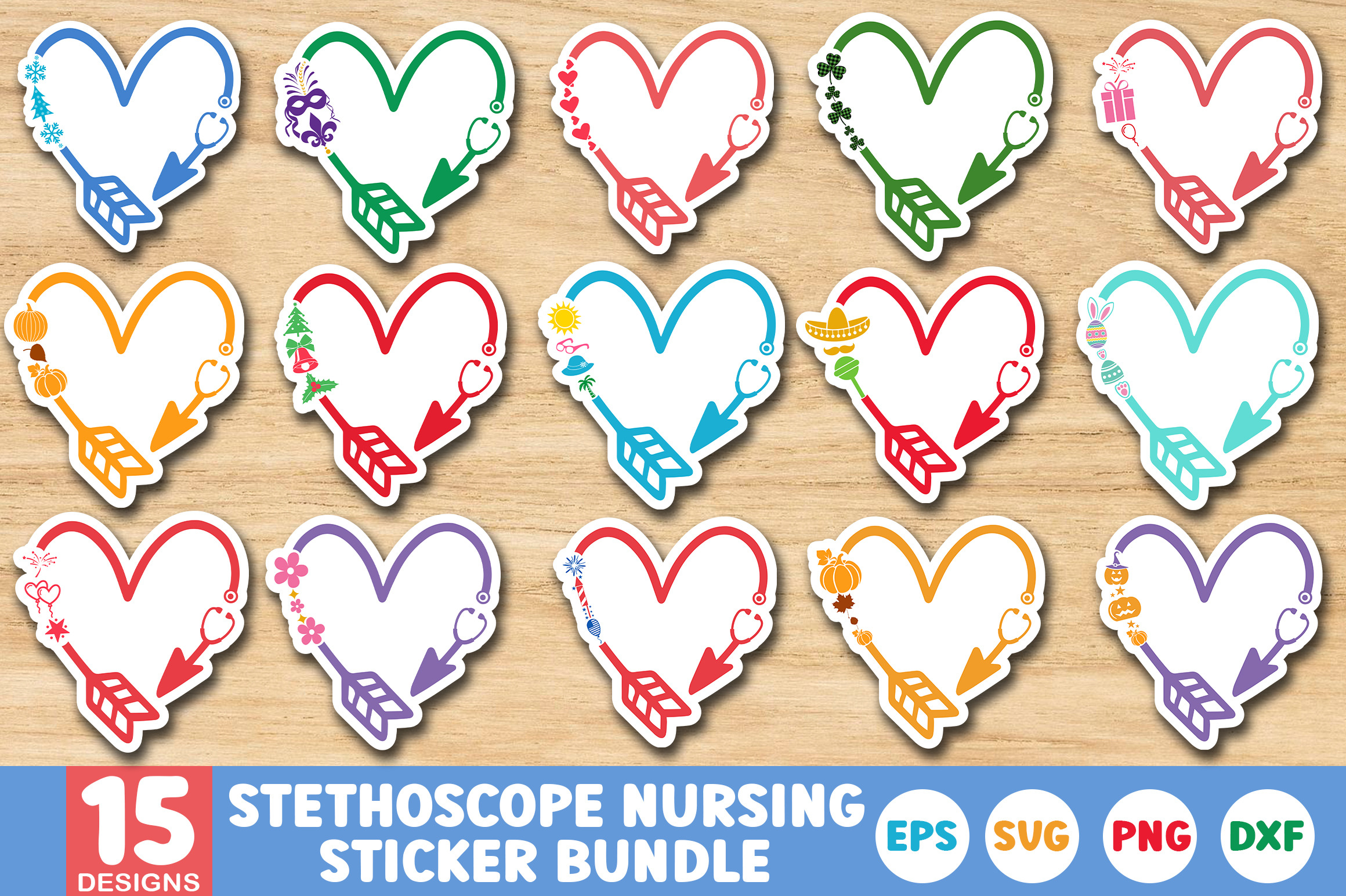 Nursing Printable Sticker SVG Bundle Education Illustrations