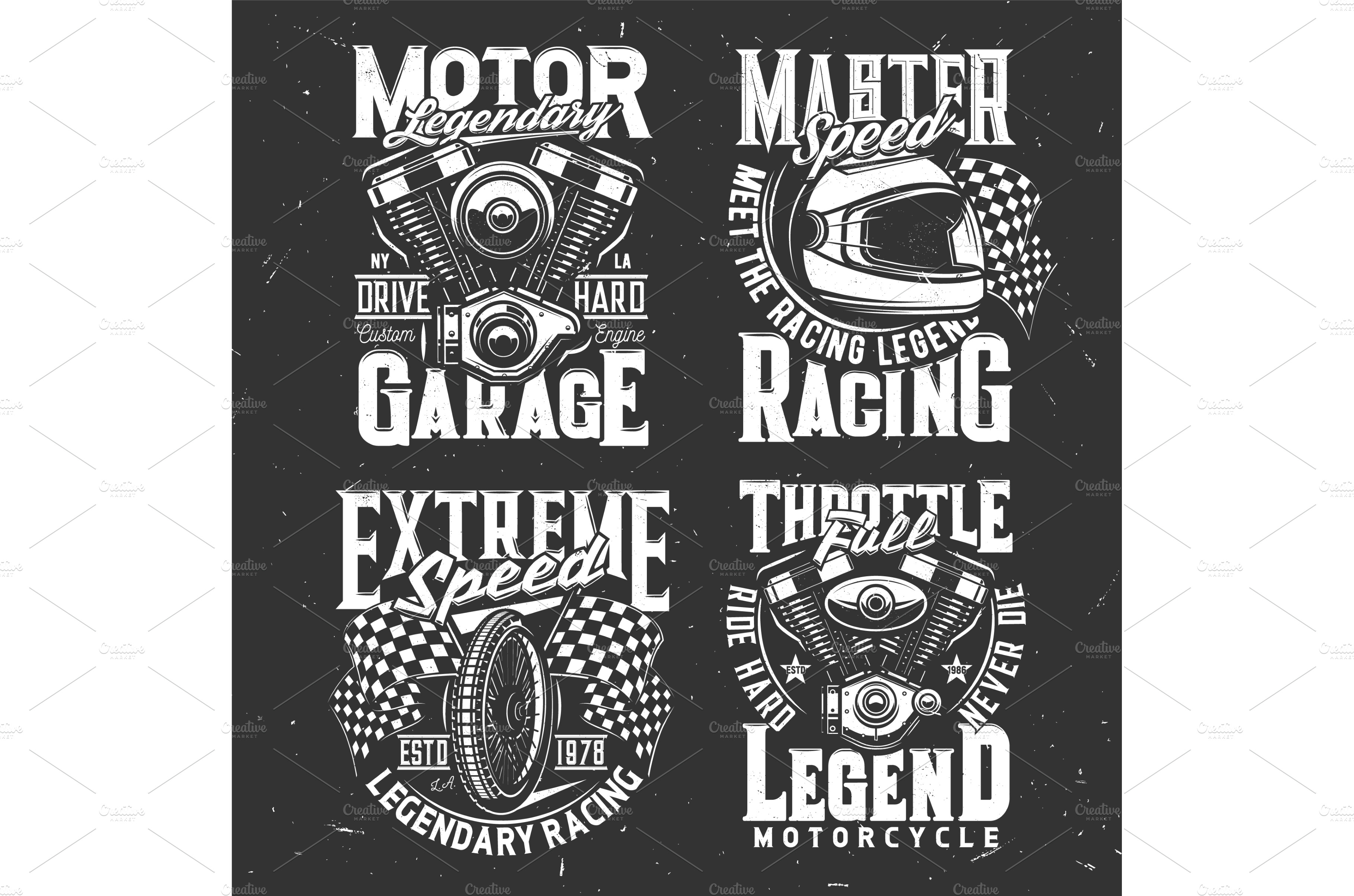 Motorcycle racing t-shirt prints | Illustrations ~ Creative Market