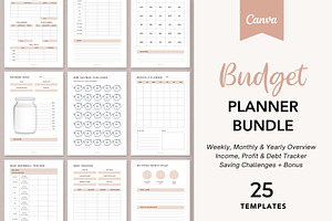 Budget Planner / Financial Tracking Sheets (Canva Template - OK to Resell)