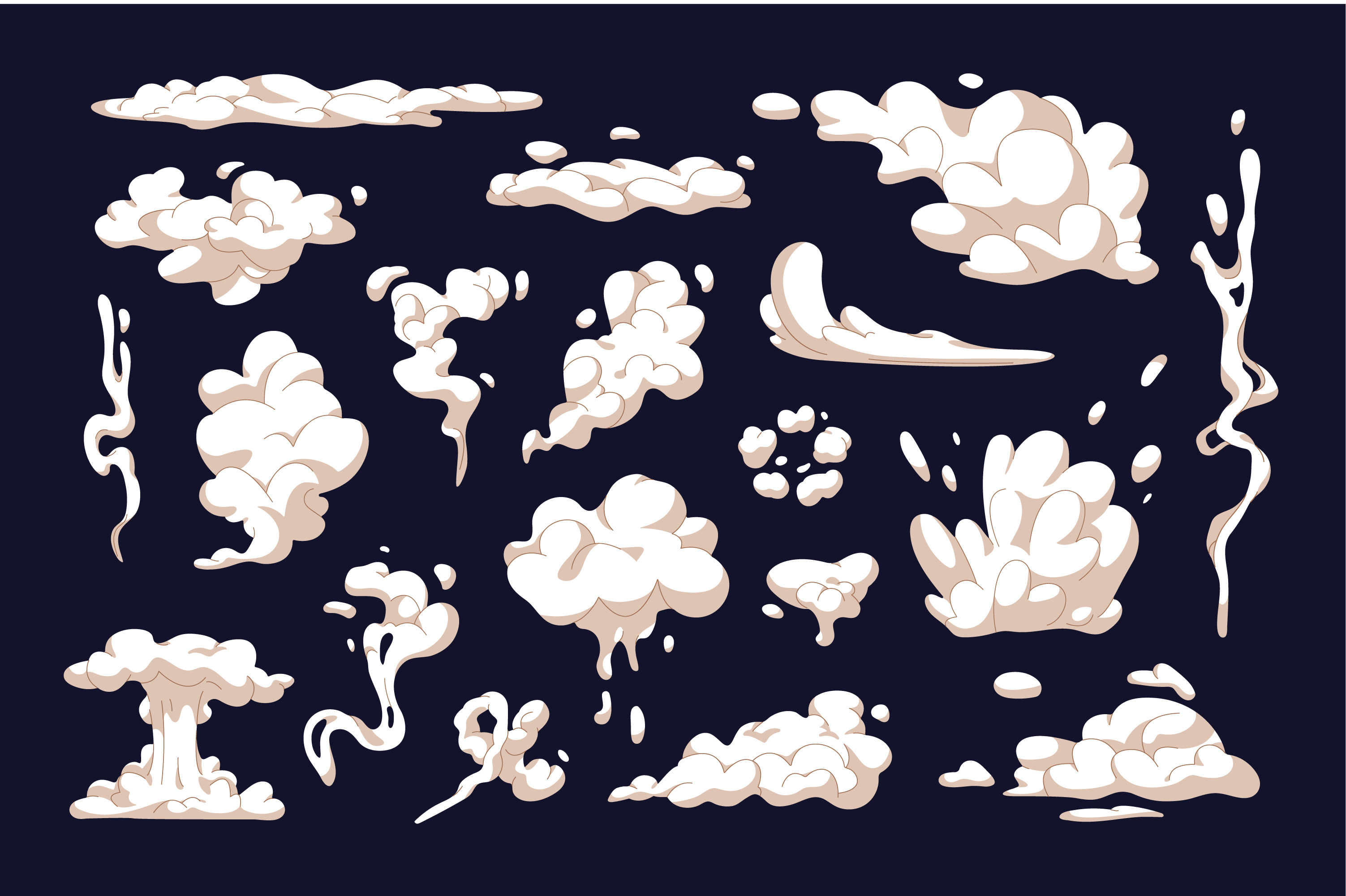 Smoke and steam cloud puffs set | Illustrations ~ Creative Market