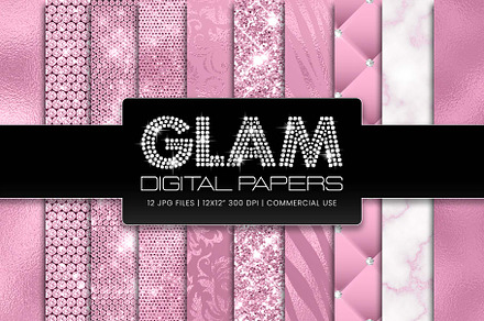 Rose Gold Champagne Digital Paper Textures Pattern 