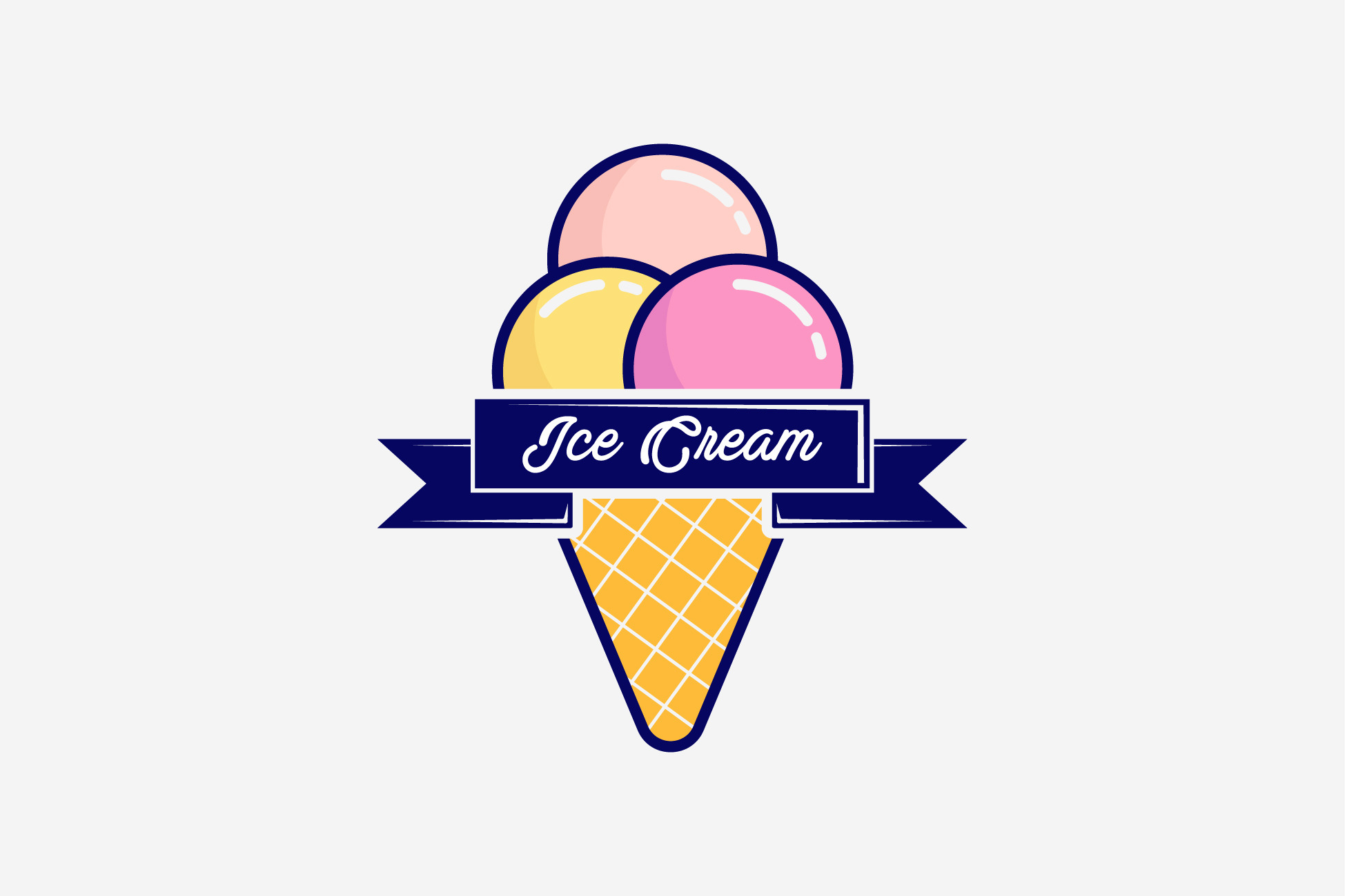 Waffle Ice Cream Logo Icon Vintage | Branding & Logo Templates ...