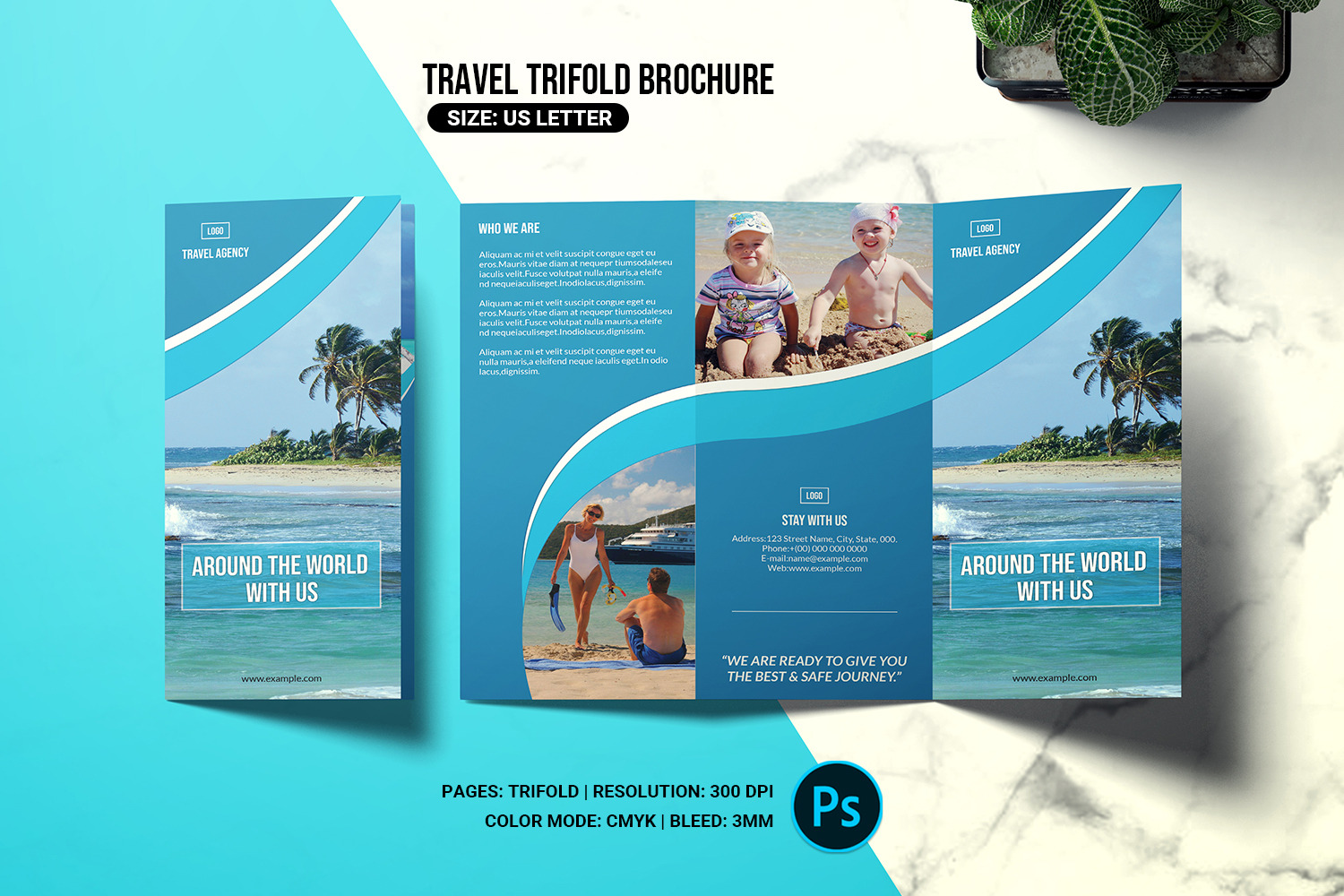 Travel Agency TriFold Brochure | Brochure Templates ~ Creative Market