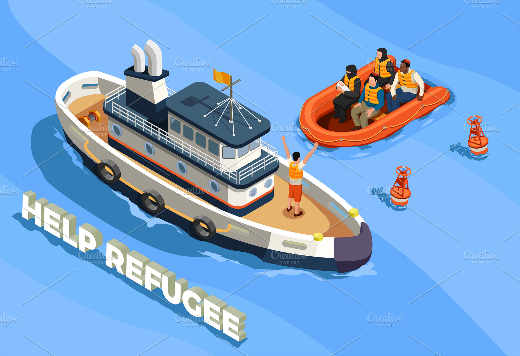 Stateless Refugees Asylum Icons Decorative Illustrations ~ Creative Market