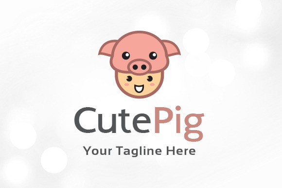 cute pig logo template creative illustrator templates creative market cute pig logo template