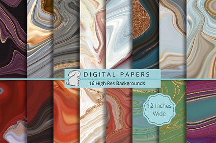 Teal and Gold Agate Digital Paper Graphic by Digital Curio