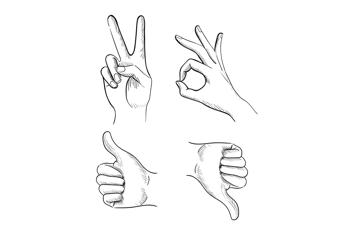 Set of vector gestures by hands | Illustrator Graphics ~ Creative Market