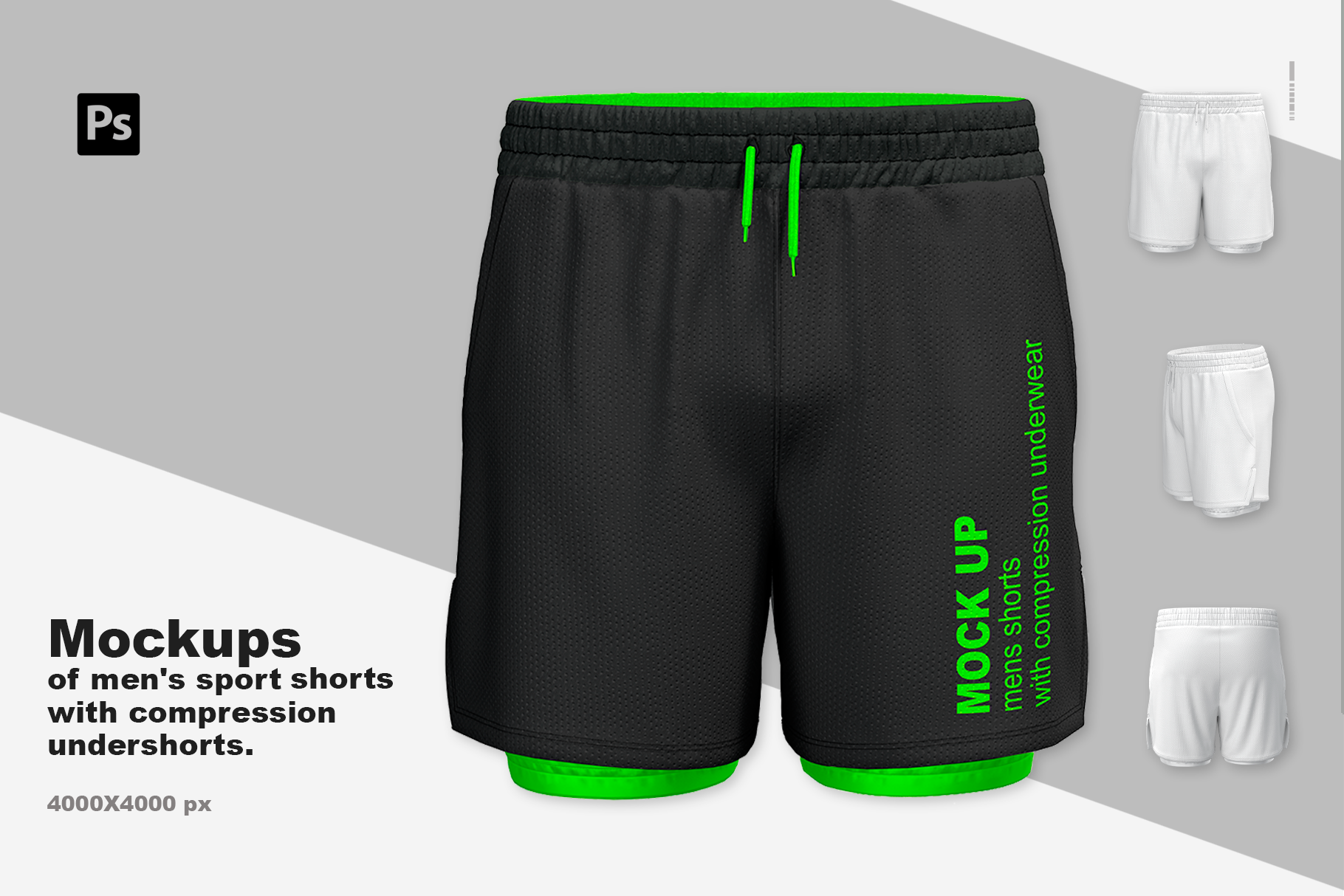 Mens shorts with compression underwe | Bottom Mockups ~ Creative Market