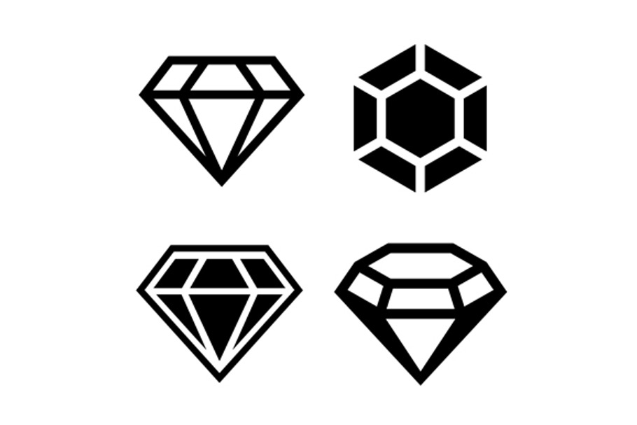 Diamond Crystal Icons Set PreDesigned Graphics Creative