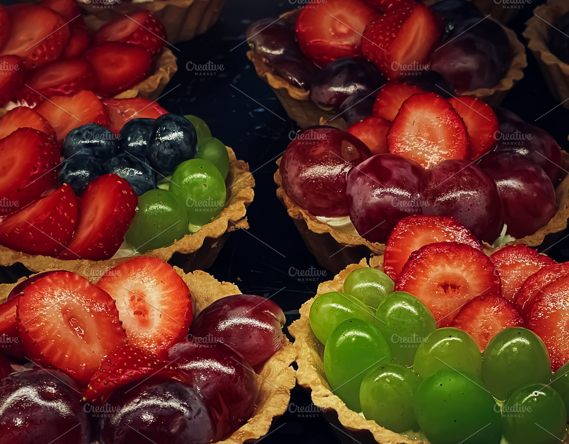 Fruits and berry tartlets and tarts as fruit dessert, sweet food | Food ...