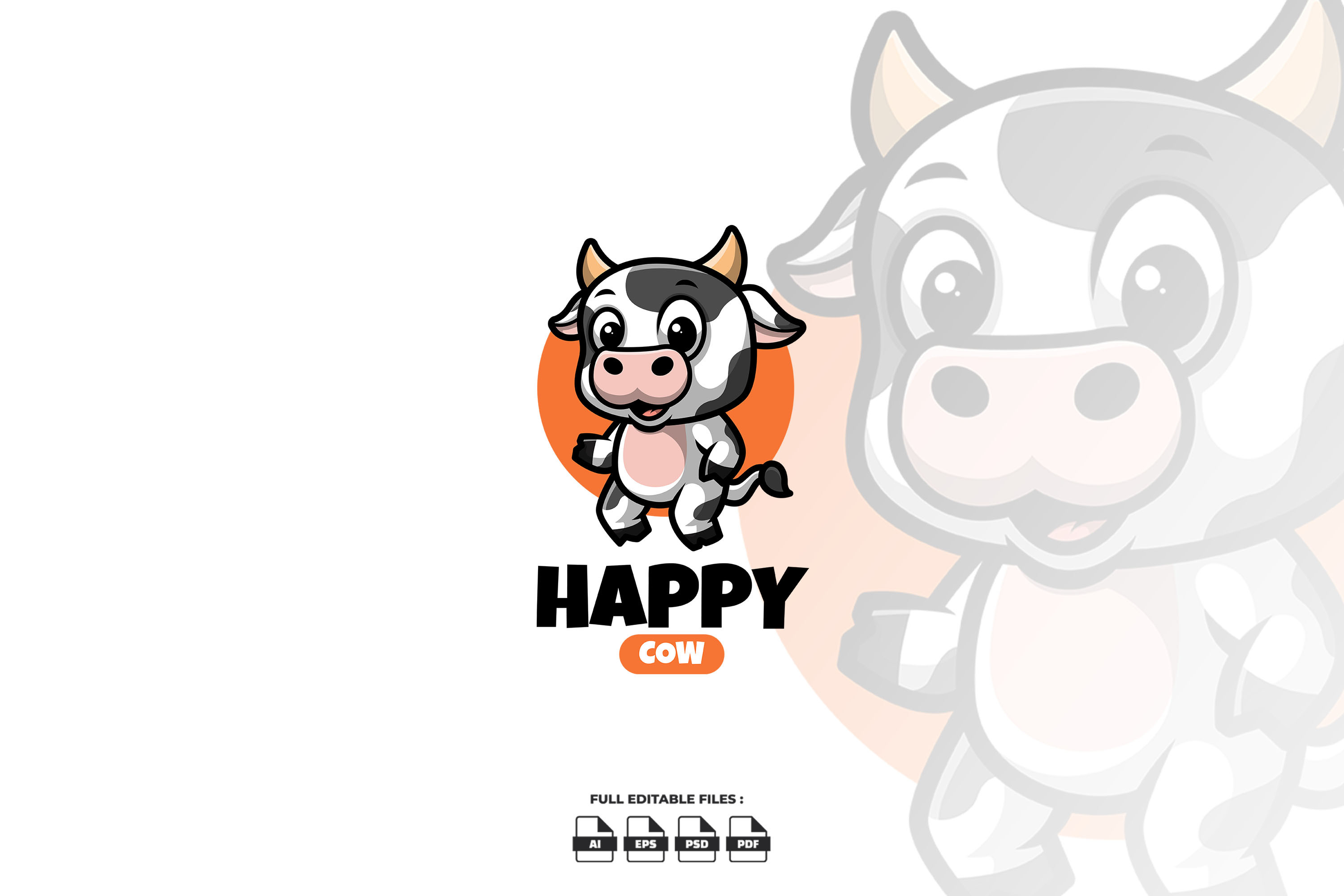 Happy Cow Cartoon Mascot Logo Branding And Logo Templates ~ Creative Market 6612