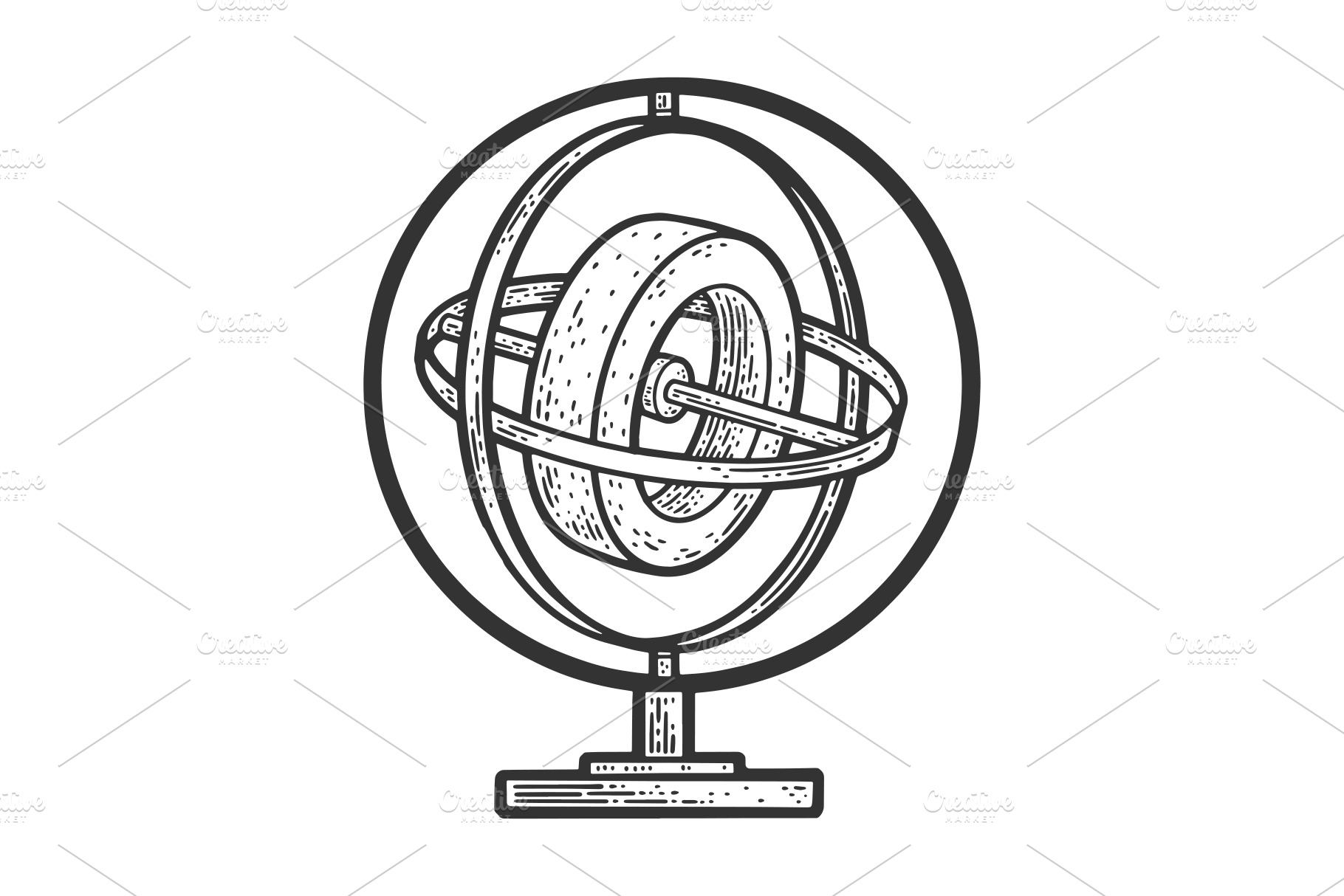 Gyroscope sketch vector illustration Creative Market