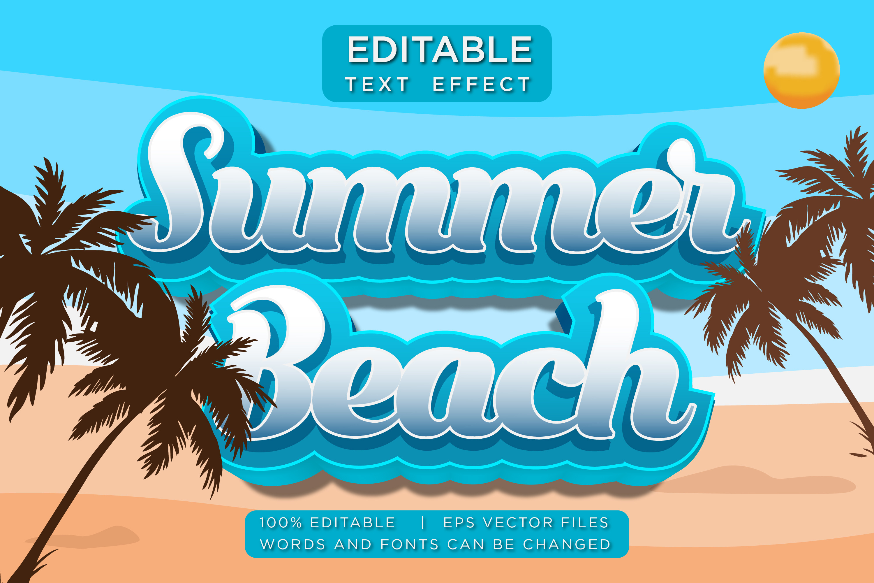 SUMMER BEACH ILLUSTRATION VECTOR | Creative Market