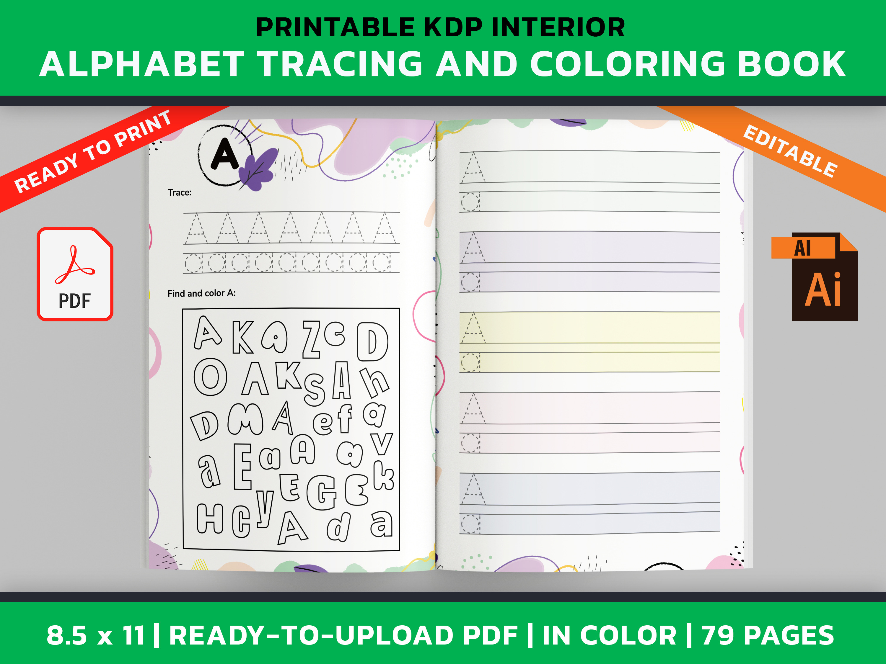 Alphabet Tracing And Coloring Book Creative Market