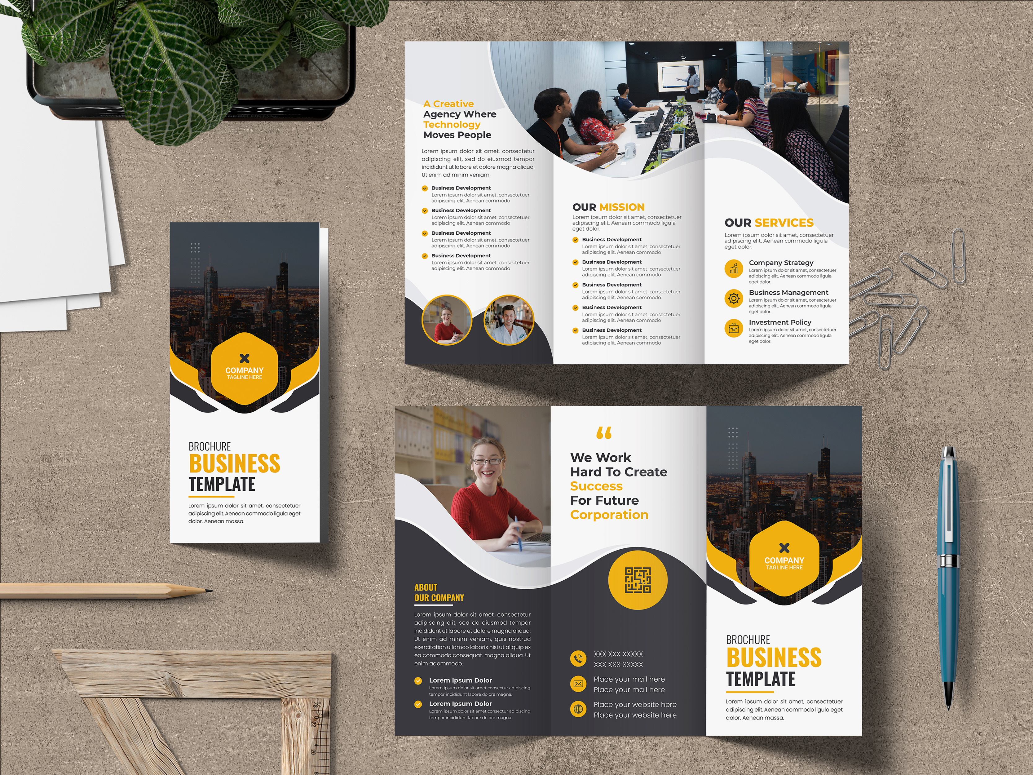 Trifold brochure design template | Creative Market