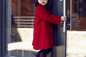 A Cute Korean Girl Wearing Beige Coat and Red Beret Hat Outdoors Near the  Lake in Autumn. Stock Image - Image of look, mood: 164159485