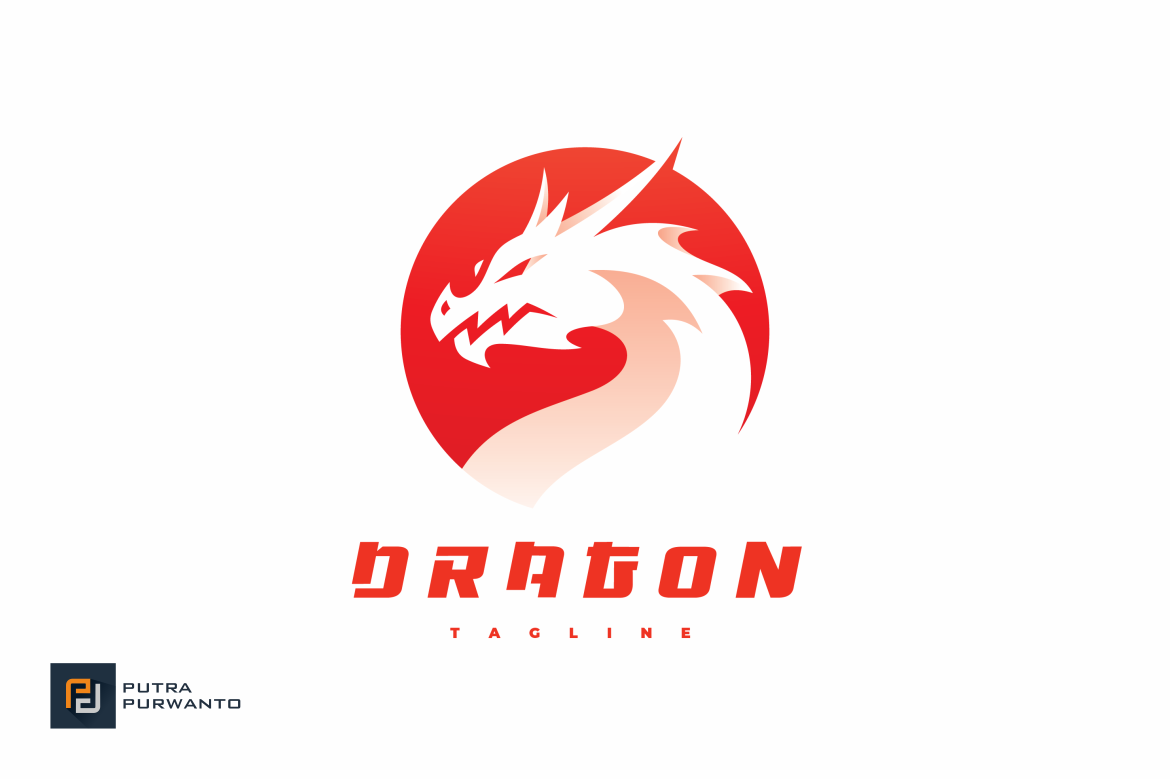 Dragon Head Circle Emblem Logo 