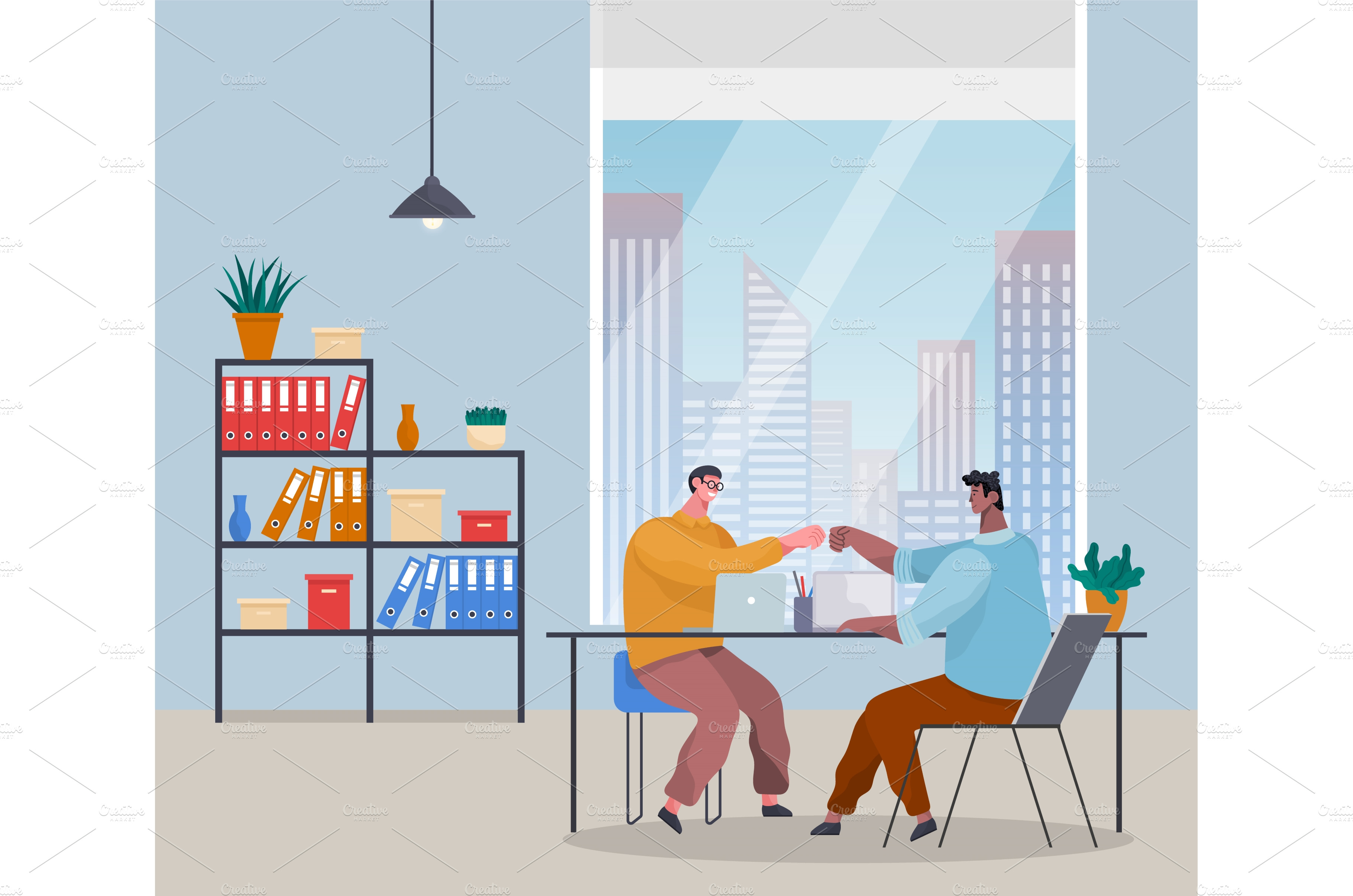 Successful teamwork, office workers | People Illustrations ~ Creative ...