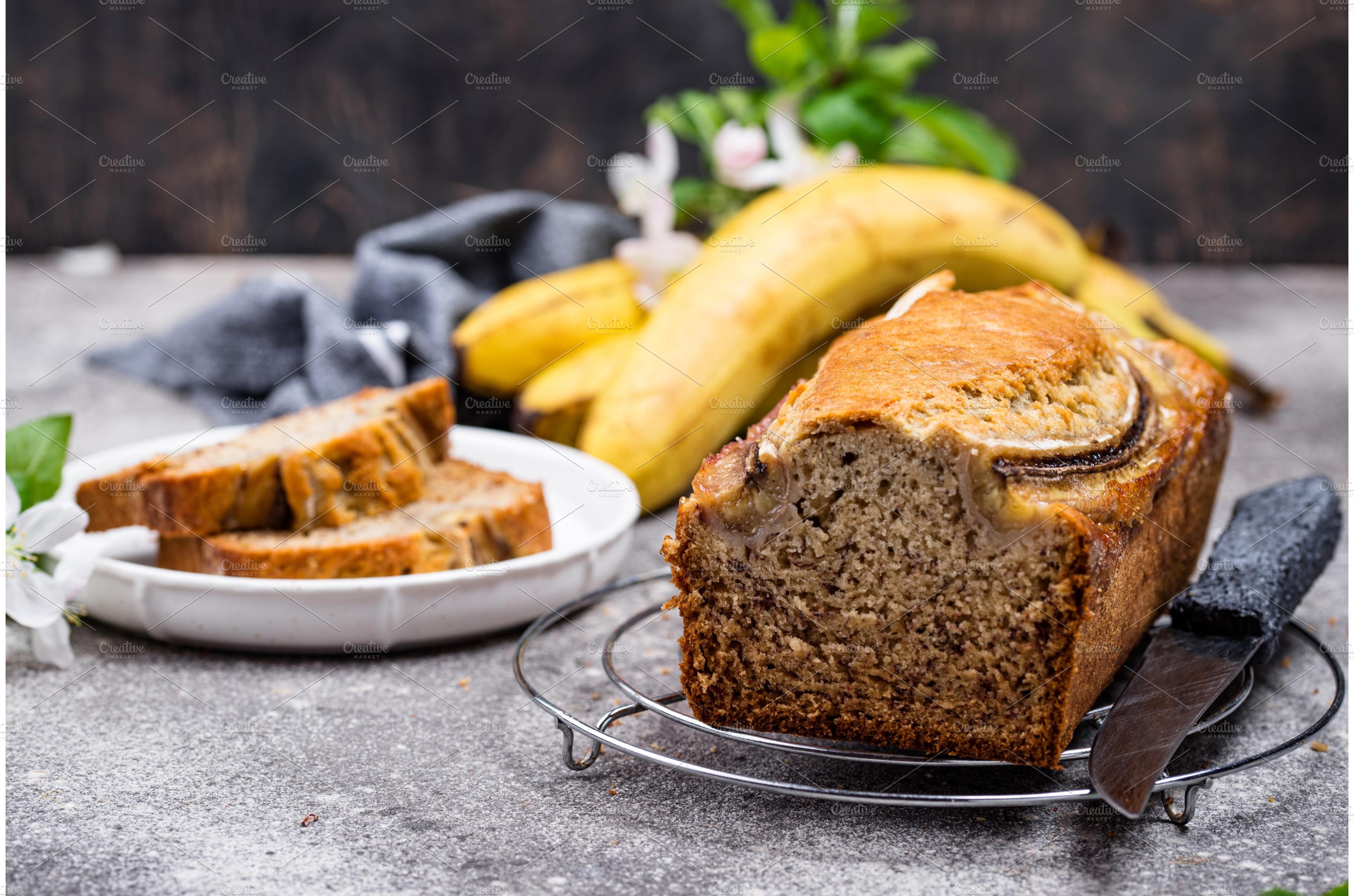 Banana bread or loaf cake | Food Images ~ Creative Market