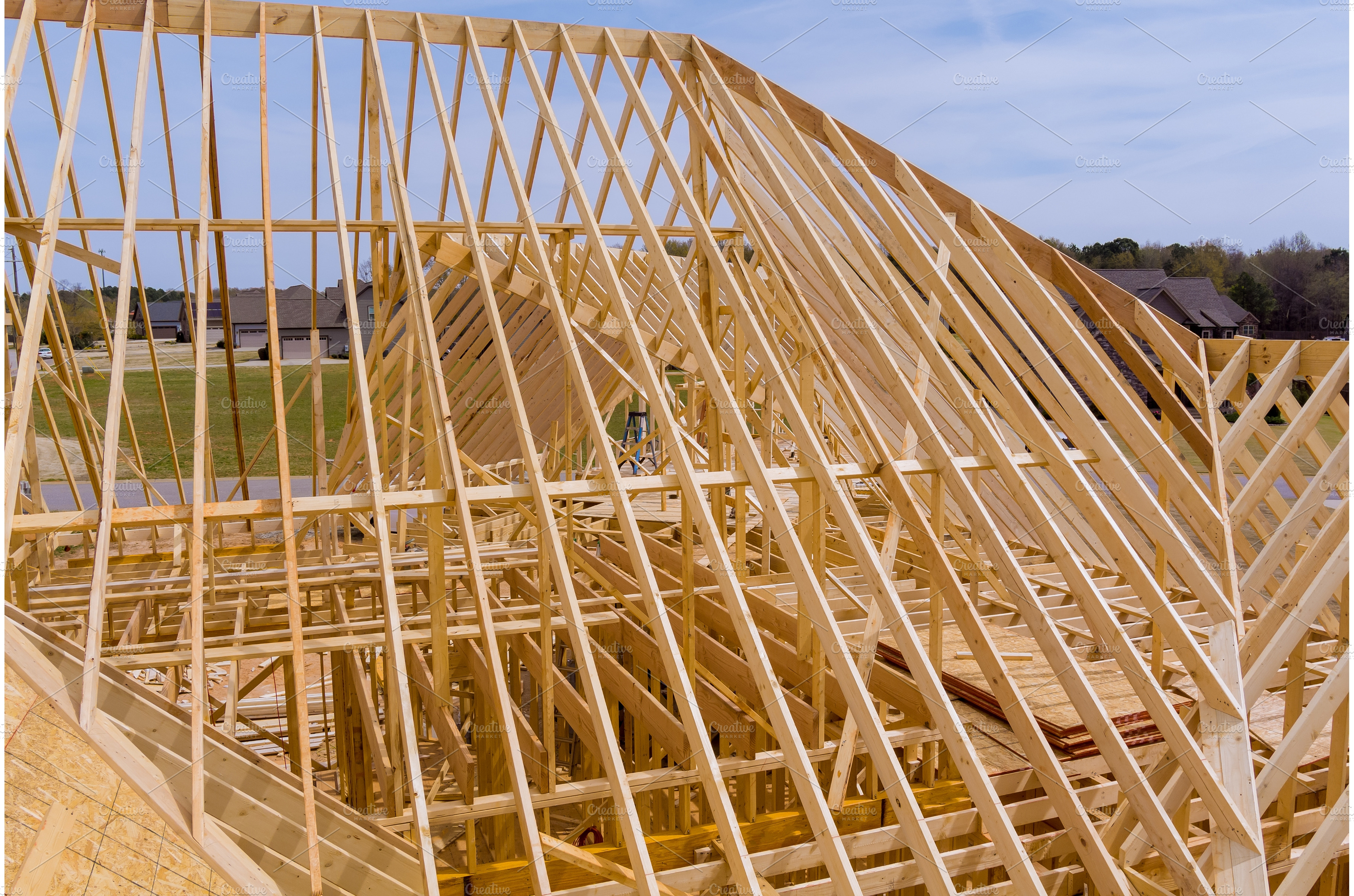 View Of Roof Truss System Beams Architecture Stock Photos Creative