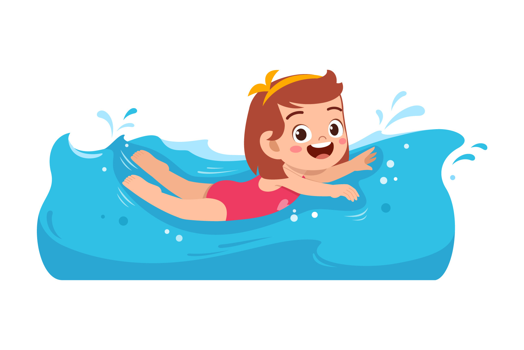 kid swimming in the pool | Education Illustrations ~ Creative Market