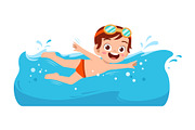 kid swimming in the pool | Education Illustrations ~ Creative Market