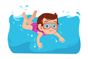 kid swimming in the pool | Education Illustrations ~ Creative Market