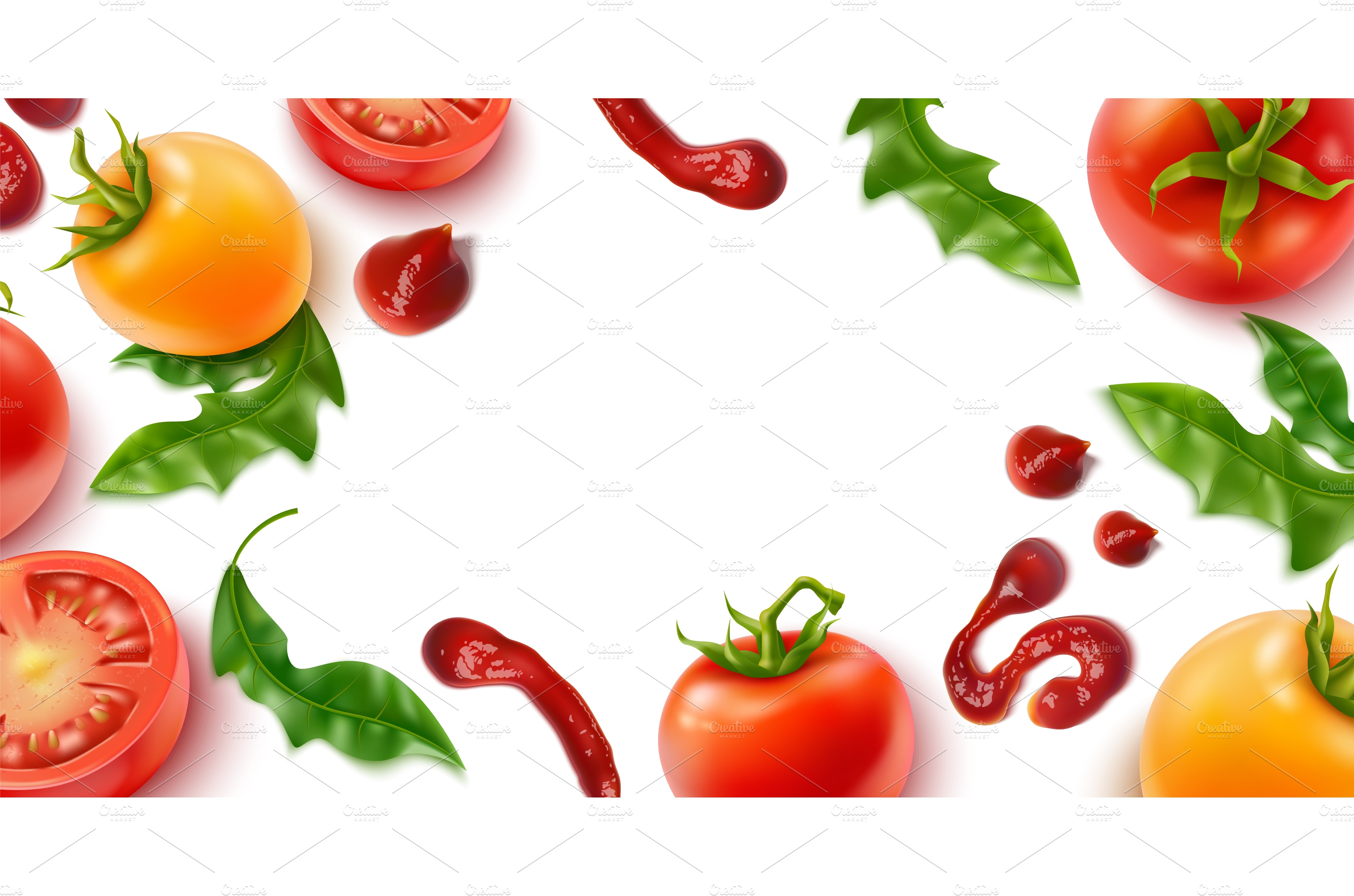 Realistic tomato background. Natural | Food Illustrations ~ Creative Market