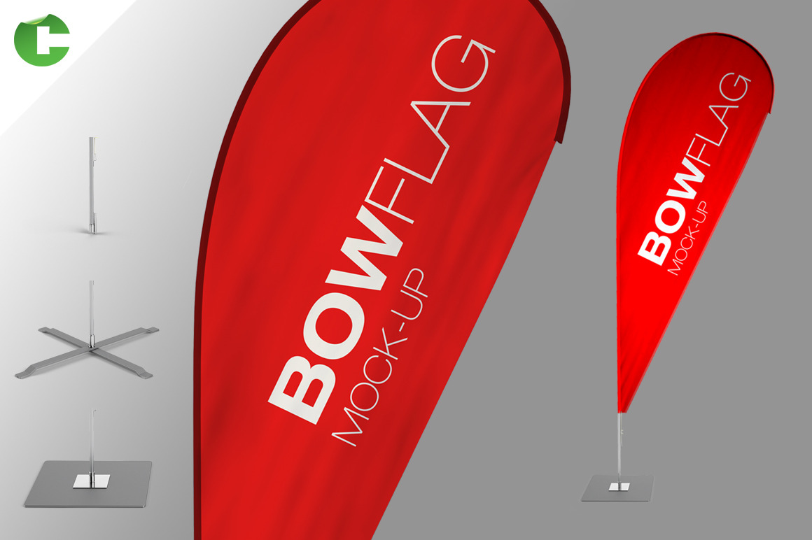 Download Bow Flag Mock Up Creative Photoshop Templates Creative Market